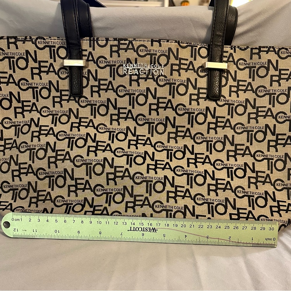 Kenneth Cole Reaction Logo Print Black and Grey Tote